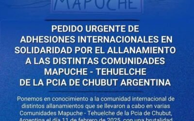 Pedido urgente de adhesiones internacionales en solidaridad